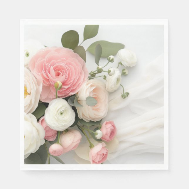 Pink and white camellias	 napkins (Front)