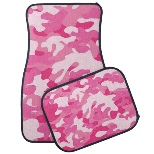 Pink and White Camo Design Car Floor Mat