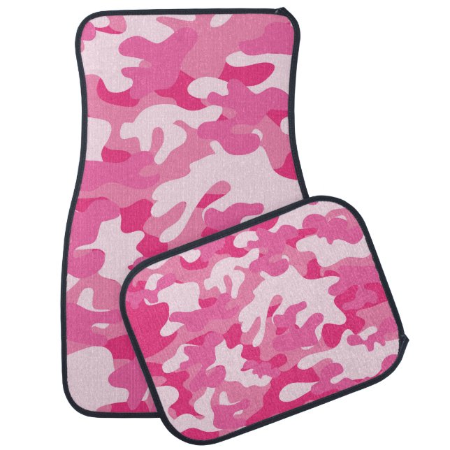 Pink and White Camo Design Car Floor Mat (Set)