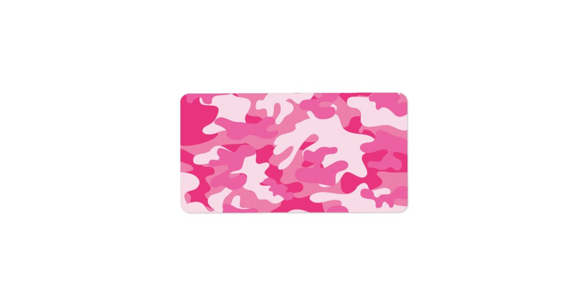 Pink and White Camo Design Label Zazzle