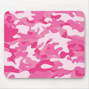 Pink and White Camo Design Mouse Pad