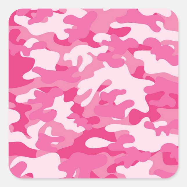 Pink and White Camo Design Square Sticker (Front)