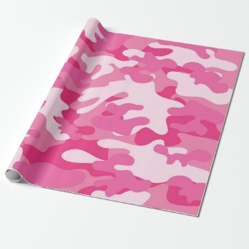 Pink And White Camo Design Wrapping Paper by greatgear at Zazzle
