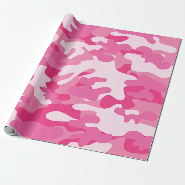 Pink and White Camo Design Wrapping Paper Zazzle