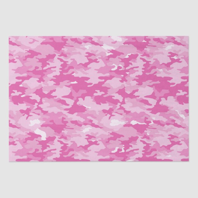 Pink and White Camouflage Birthday Tissue Paper (Front)