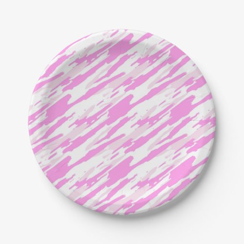 Pink and white Camouflage Pattern Paper Plates