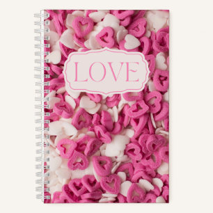 Pink and White Candy Hearts Sweets Love Notebook