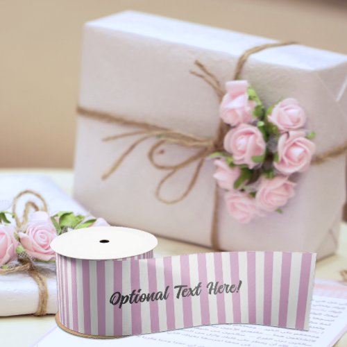 Pink and White Candy Stripe with Personalized Text Satin Ribbon