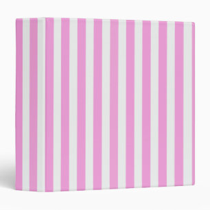 Pink and white candy stripes 3 ring binder
