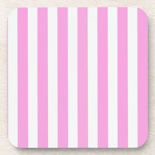 Pink and white candy stripes beverage coaster