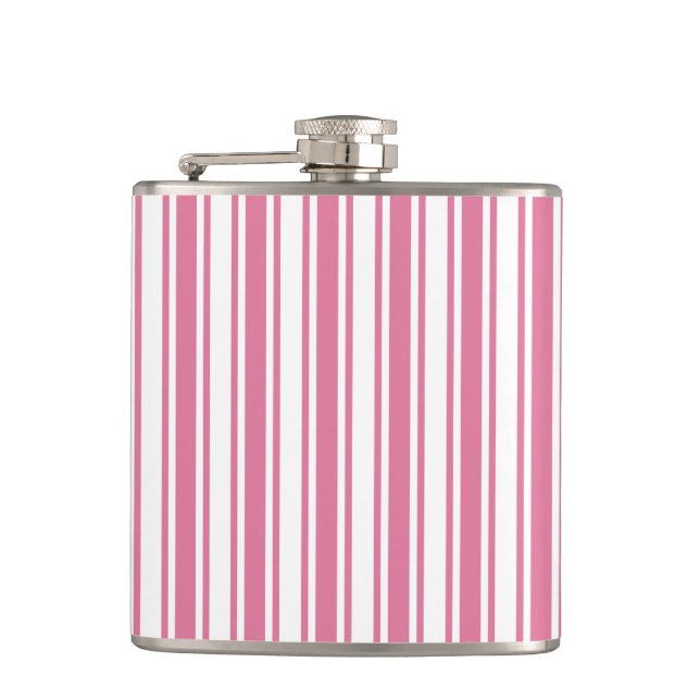 Pink and white candy stripes flask (Front)