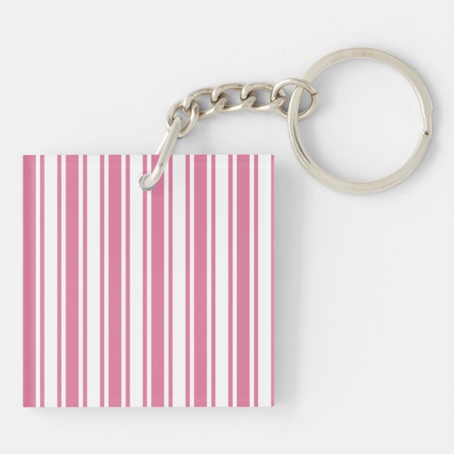 Pink and white candy stripes keychain (Back)