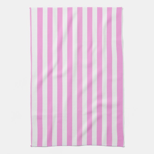 Pink and white candy stripes kitchen towel (Vertical)