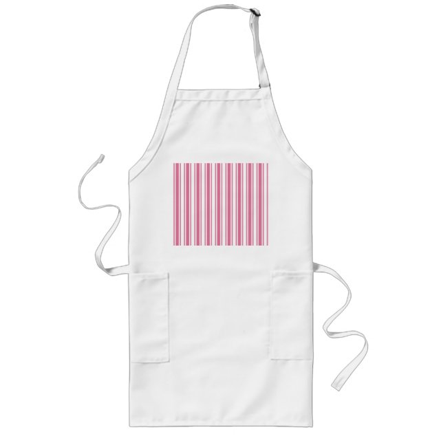 Pink and white candy stripes long apron (Front)