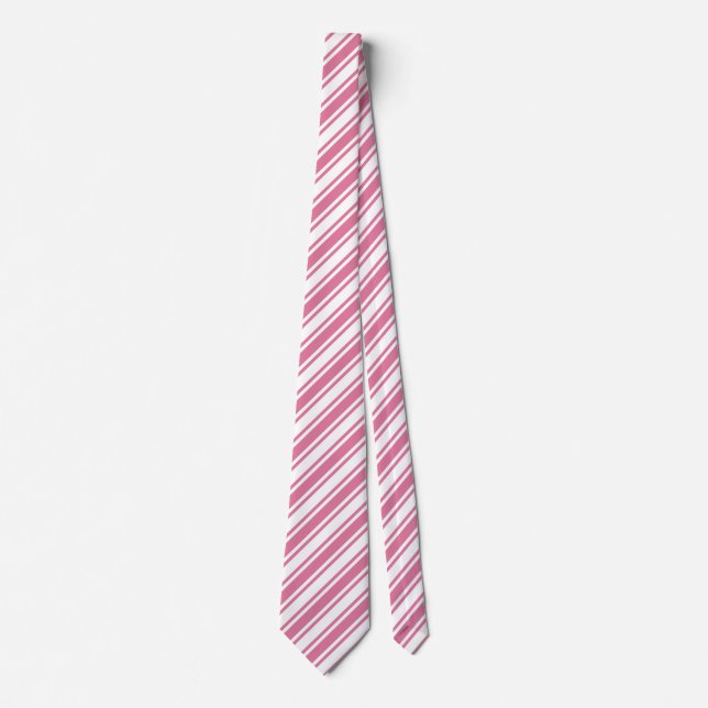 Pink and white candy stripes neck tie (Front)