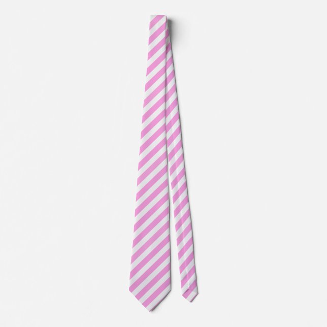 Pink and white candy stripes neck tie (Front)