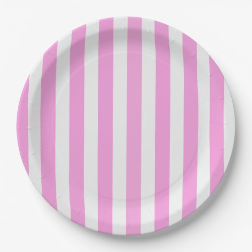 Pink and white candy stripes paper plates
