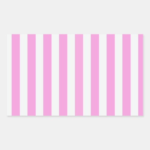 Pink and white candy stripes rectangular sticker