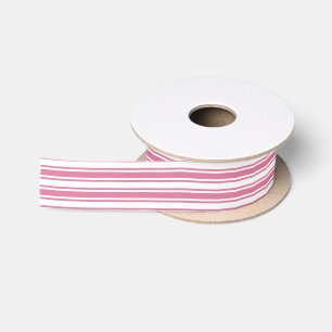 Pink and white candy stripes satin ribbon