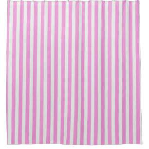 Pink and white candy stripes shower curtain
