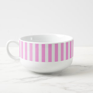 Pink and white candy stripes soup mug