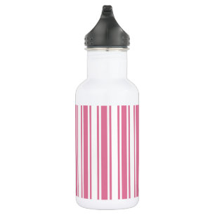 Pink and white candy stripes stainless steel water bottle