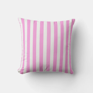 Pink and white candy stripes throw pillow