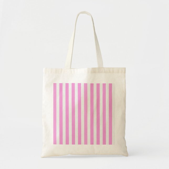 Pink and white candy stripes tote bag (Front)