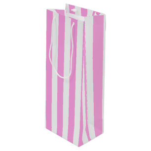 Pink and white candy stripes wine gift bag
