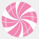Pink And White Candy Swirl, Peppermint Candy Classic Round Sticker at Zazzle