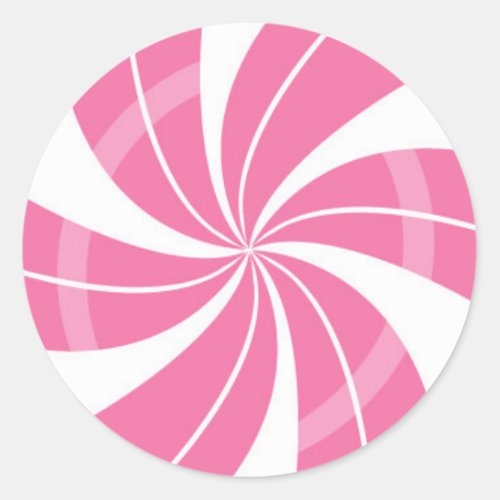 Pink and white candy swirl peppermint candy classic round sticker