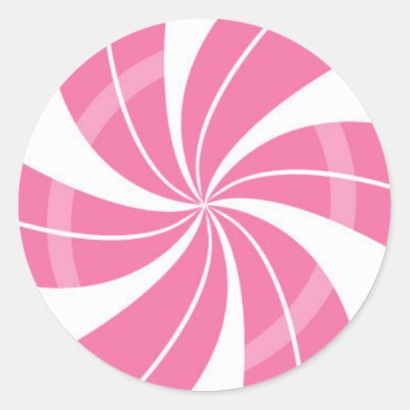 Pink And White Candy Swirl, Peppermint Candy Classic Round Sticker