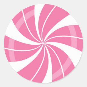 Pink and white candy swirl, peppermint candy classic round sticker