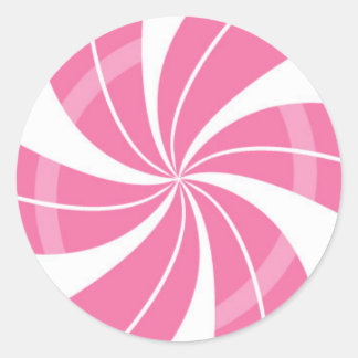 Pink and white candy swirl, peppermint candy classic round sticker