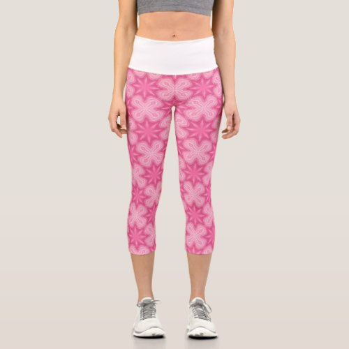 Pink And White Capri Leggings