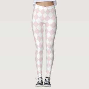 Pink and white checker pattern leggings