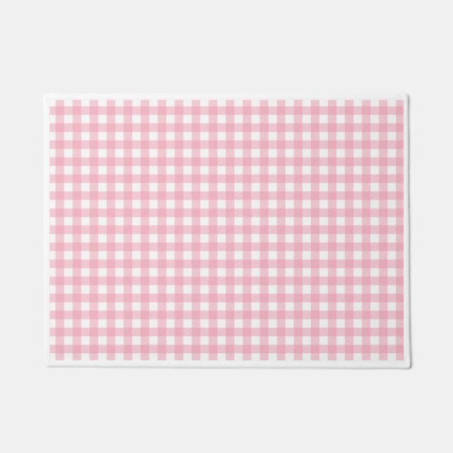Pink And White Checkerboard  Doormat (Front)