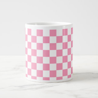 Pink and White Checkerboard Pattern Giant Coffee Mug