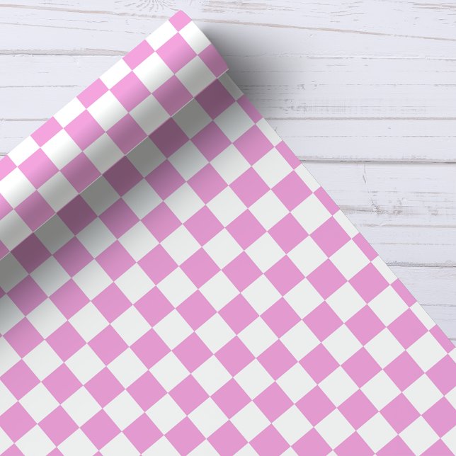 Pink and White Checkerboard Pattern Wrapping Paper (Creator Uploaded)