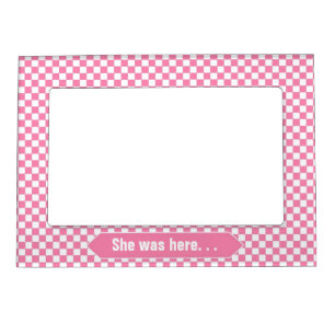 PInk and White Checkered Custom Photo Magnetic Frame