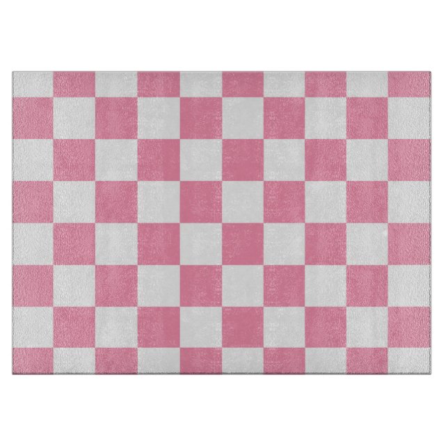 Pink and White Checkered Cutting Board (Front)