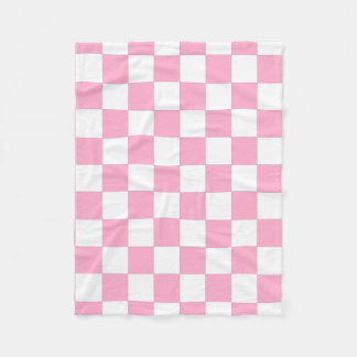 Pink And White Checkered Fleece Blanket