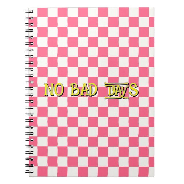Pink and White Checkered Pattern Notebook (Front)