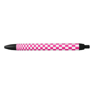 Pink and White Checkered Pattern Optical Illusion Pen