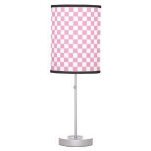 Pink and White Checkered Pattern Table Lamp