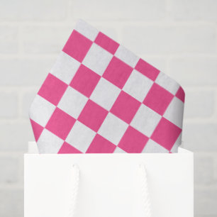 Pink and White Checkered Print Tissue Paper