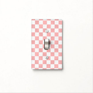 Pink and White Checkered Retro Diner Look Light Switch Cover