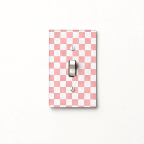 Pink and White Checkered Retro Diner Look Light Switch Cover