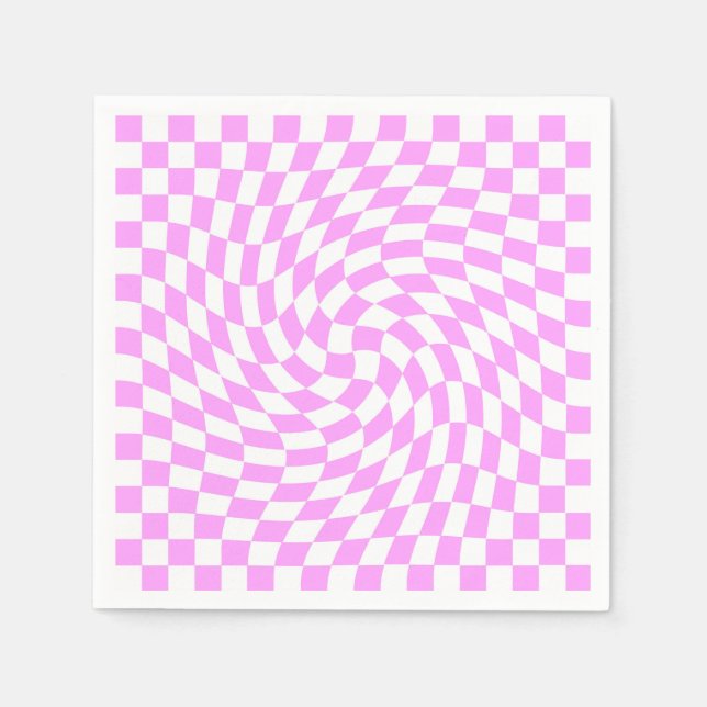 Pink and White Checks Checkered Chic Pattern  Napkins (Front)