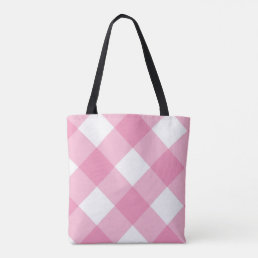 Pink and White Checks Pretty Girly Feminine Tote Bag